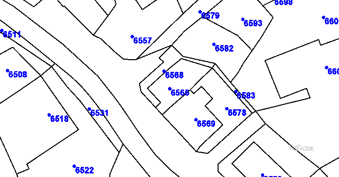 Parcela st. 6566 v KÚ Horní Libina, Katastrální mapa