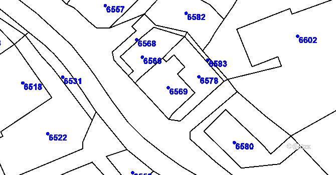Parcela st. 6569 v KÚ Horní Libina, Katastrální mapa