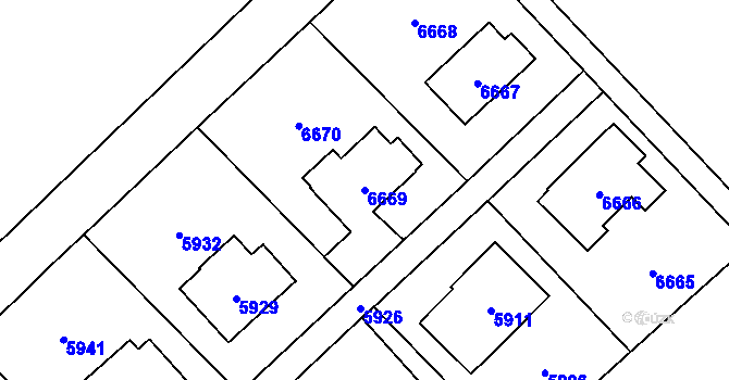 Parcela st. 6669 v KÚ Horní Libina, Katastrální mapa