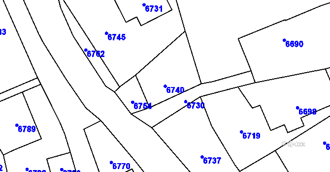 Parcela st. 6740 v KÚ Horní Libina, Katastrální mapa