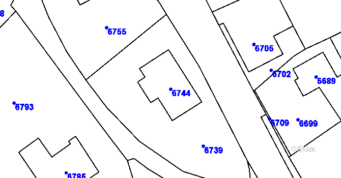 Parcela st. 6744 v KÚ Horní Libina, Katastrální mapa