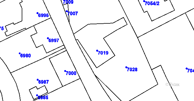 Parcela st. 7019 v KÚ Horní Libina, Katastrální mapa