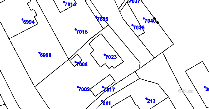Parcela st. 7023 v KÚ Horní Libina, Katastrální mapa
