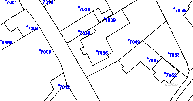 Parcela st. 7035 v KÚ Horní Libina, Katastrální mapa