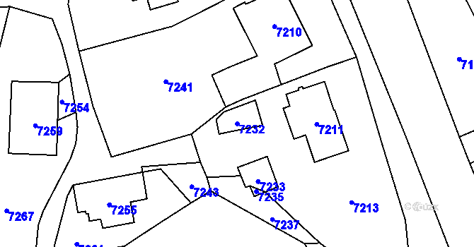 Parcela st. 7232 v KÚ Horní Libina, Katastrální mapa