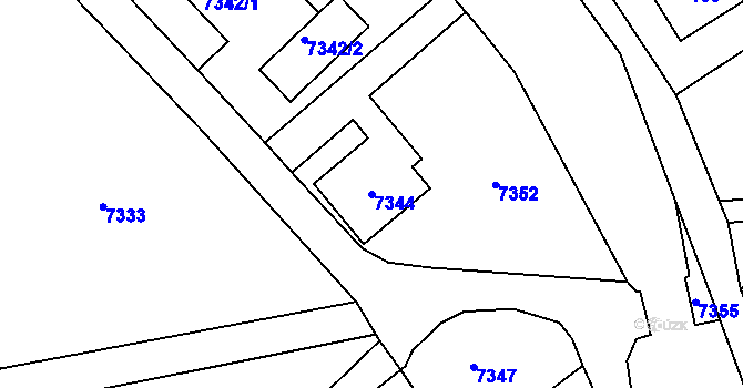 Parcela st. 7344 v KÚ Horní Libina, Katastrální mapa