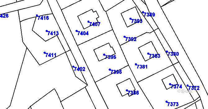 Parcela st. 7396 v KÚ Horní Libina, Katastrální mapa