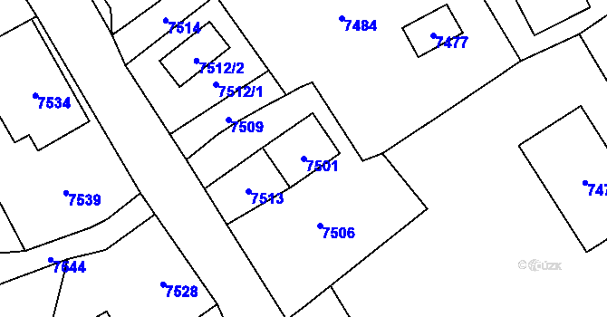 Parcela st. 7501 v KÚ Horní Libina, Katastrální mapa