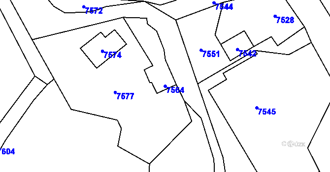 Parcela st. 7564 v KÚ Horní Libina, Katastrální mapa