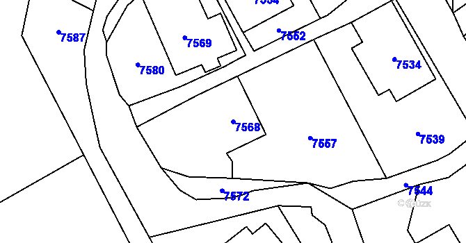 Parcela st. 7568 v KÚ Horní Libina, Katastrální mapa