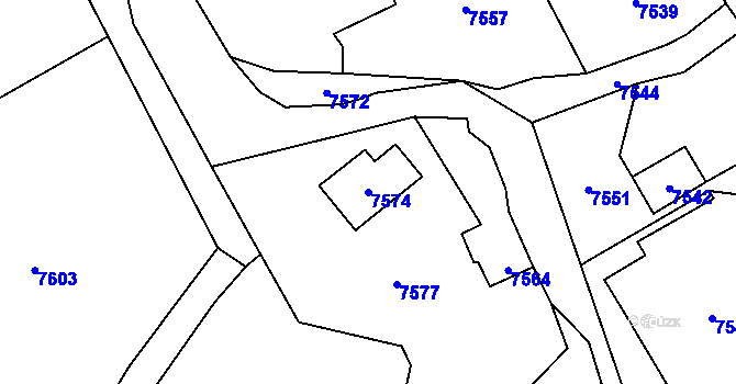 Parcela st. 7574 v KÚ Horní Libina, Katastrální mapa