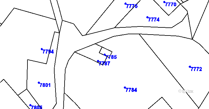 Parcela st. 7785 v KÚ Horní Libina, Katastrální mapa