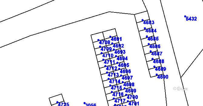 Parcela st. 4710 v KÚ Horní Libina, Katastrální mapa