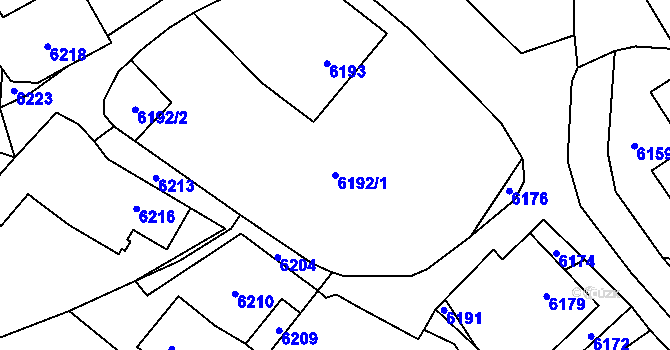 Parcela st. 6192/1 v KÚ Horní Libina, Katastrální mapa