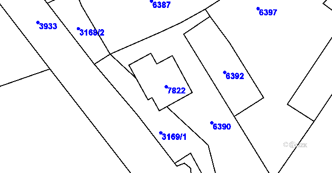 Parcela st. 7822 v KÚ Horní Libina, Katastrální mapa