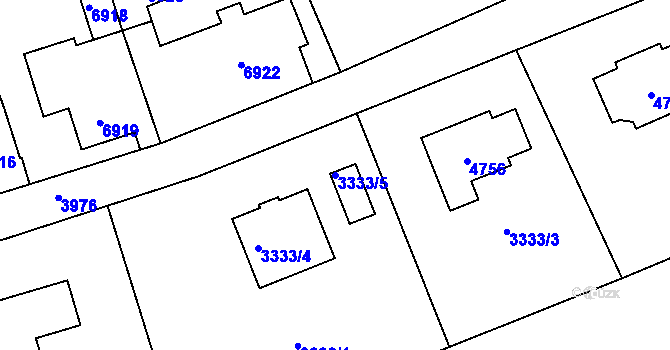 Parcela st. 3333/5 v KÚ Horní Libina, Katastrální mapa