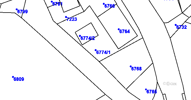 Parcela st. 6774/1 v KÚ Horní Libina, Katastrální mapa