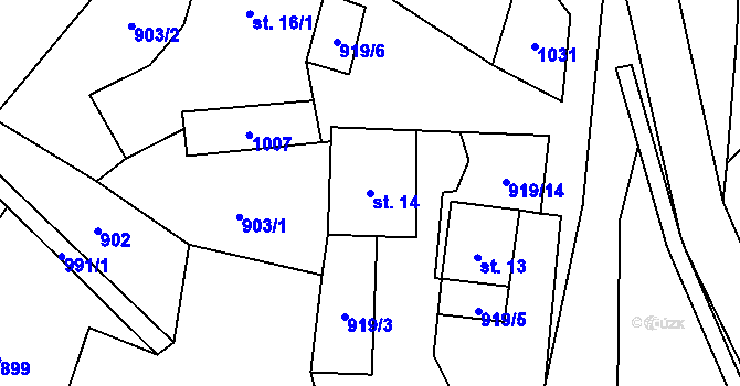 Parcela st. 14 v KÚ Libínské Sedlo, Katastrální mapa
