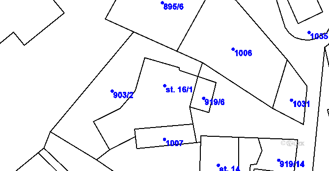 Parcela st. 16/1 v KÚ Libínské Sedlo, Katastrální mapa