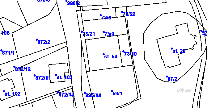 Parcela st. 54 v KÚ Libínské Sedlo, Katastrální mapa