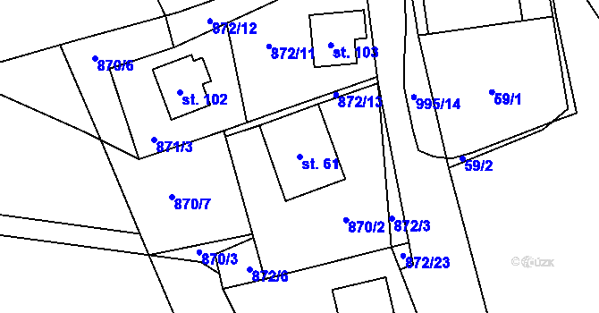 Parcela st. 61 v KÚ Libínské Sedlo, Katastrální mapa