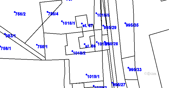 Parcela st. 86 v KÚ Libínské Sedlo, Katastrální mapa