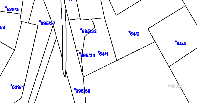 Parcela st. 64/1 v KÚ Libínské Sedlo, Katastrální mapa