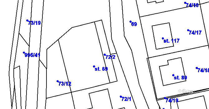 Parcela st. 72/2 v KÚ Libínské Sedlo, Katastrální mapa