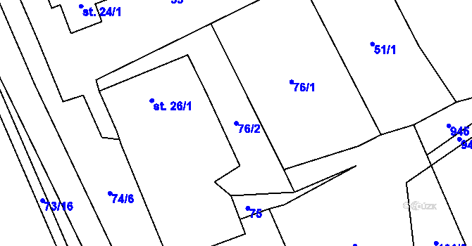 Parcela st. 76/2 v KÚ Libínské Sedlo, Katastrální mapa