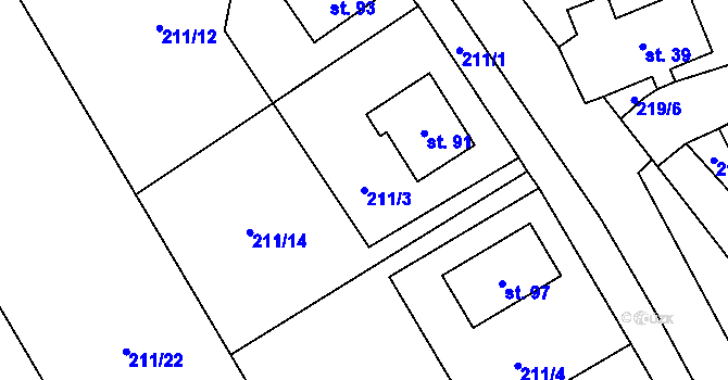 Parcela st. 211/3 v KÚ Libínské Sedlo, Katastrální mapa