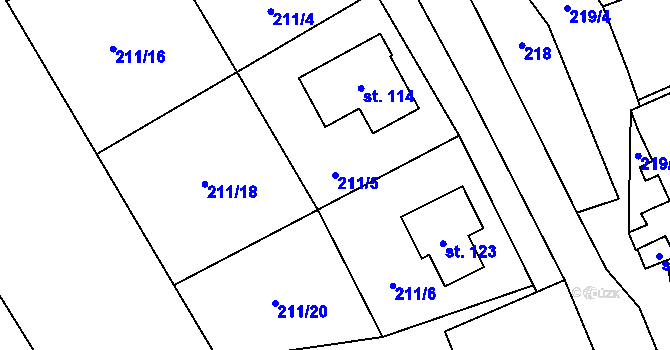 Parcela st. 211/5 v KÚ Libínské Sedlo, Katastrální mapa