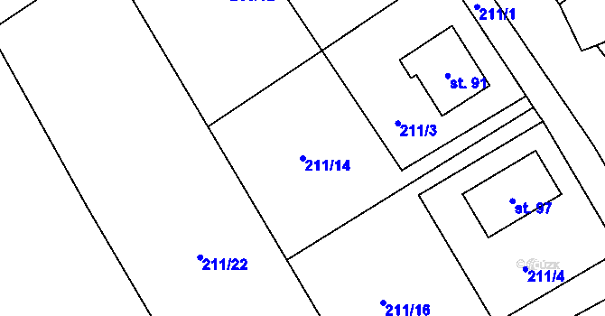 Parcela st. 211/14 v KÚ Libínské Sedlo, Katastrální mapa