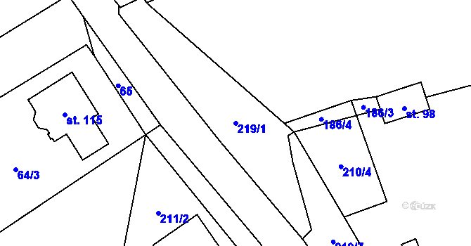Parcela st. 219/1 v KÚ Libínské Sedlo, Katastrální mapa