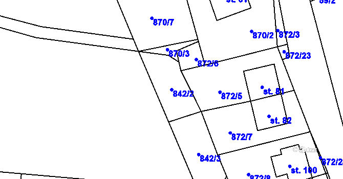 Parcela st. 842/2 v KÚ Libínské Sedlo, Katastrální mapa