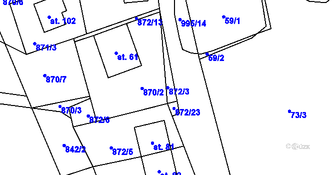Parcela st. 872/3 v KÚ Libínské Sedlo, Katastrální mapa