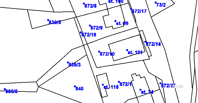 Parcela st. 872/10 v KÚ Libínské Sedlo, Katastrální mapa