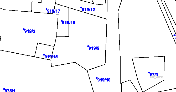 Parcela st. 919/9 v KÚ Libínské Sedlo, Katastrální mapa