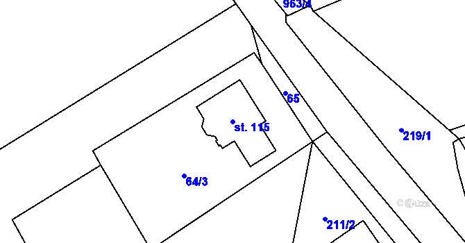 Parcela st. 115 v KÚ Libínské Sedlo, Katastrální mapa