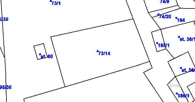 Parcela st. 73/14 v KÚ Libínské Sedlo, Katastrální mapa