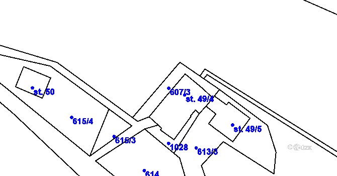 Parcela st. 607/3 v KÚ Libínské Sedlo, Katastrální mapa