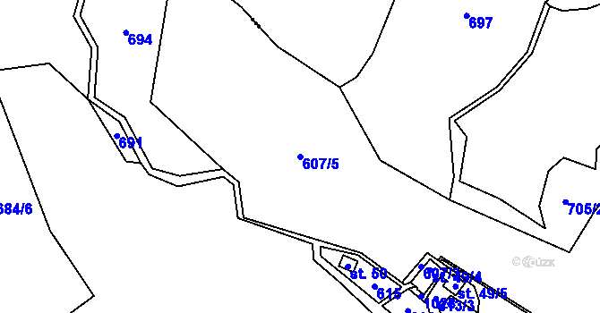 Parcela st. 607/5 v KÚ Libínské Sedlo, Katastrální mapa