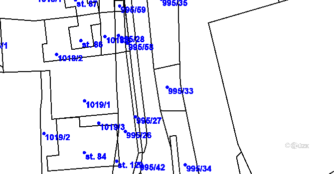 Parcela st. 995/33 v KÚ Libínské Sedlo, Katastrální mapa