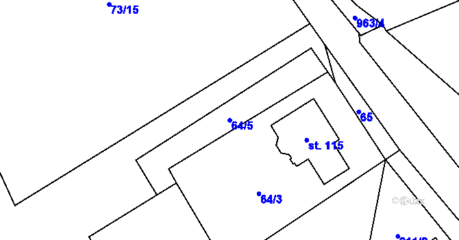 Parcela st. 64/5 v KÚ Libínské Sedlo, Katastrální mapa