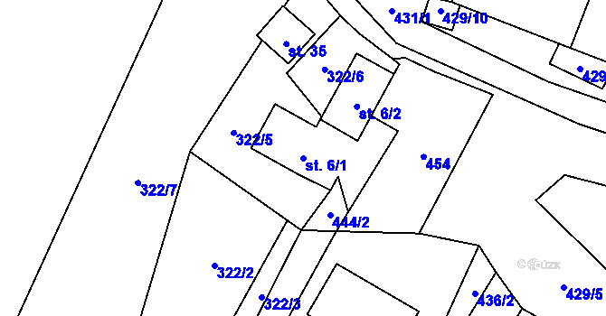 Parcela st. 6/1 v KÚ Perlovice, Katastrální mapa
