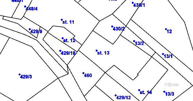 Parcela st. 13 v KÚ Perlovice, Katastrální mapa