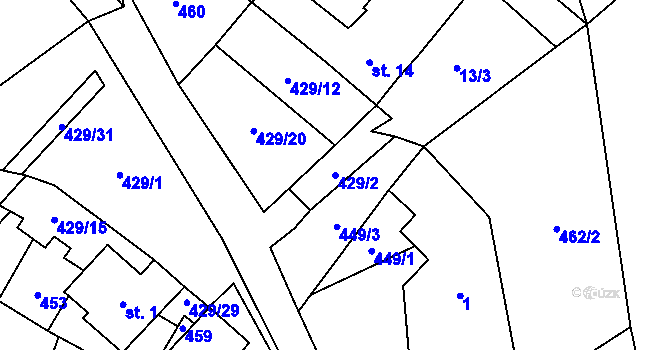 Parcela st. 429/2 v KÚ Perlovice, Katastrální mapa