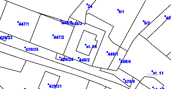 Parcela st. 36 v KÚ Perlovice, Katastrální mapa