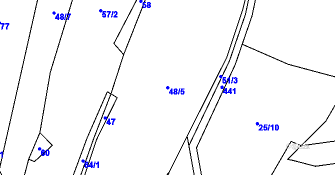 Parcela st. 48/5 v KÚ Perlovice, Katastrální mapa