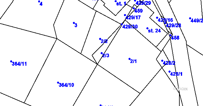 Parcela st. 2/3 v KÚ Perlovice, Katastrální mapa