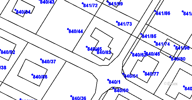 Parcela st. 840/82 v KÚ Libišany, Katastrální mapa